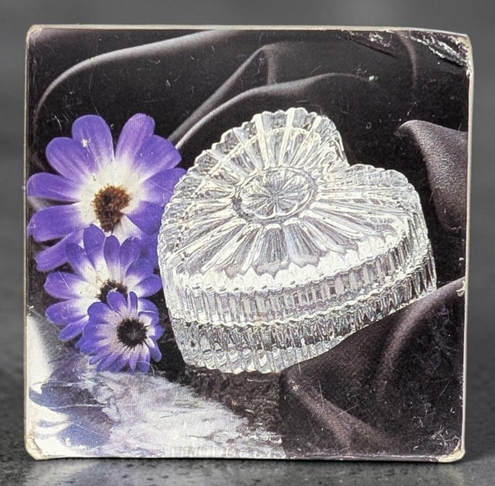 Borgonovo Italy Heart Shaped Cut Crystal Glass Trinket Treasure Box 2.5"